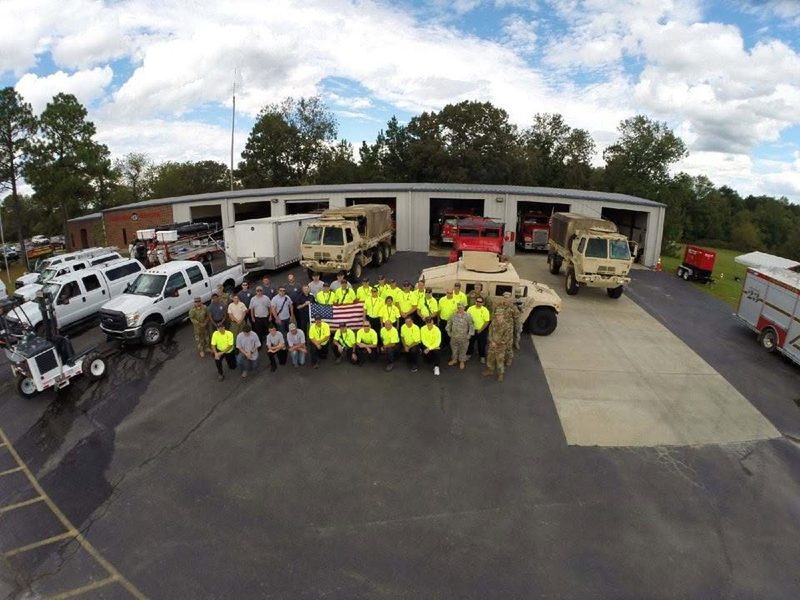 Crains Creek Fire-Rescue members with the National Guard and Michigan Task Force 6 at Station 23 during Hurricane Matthew, when the department ran water rescue operations from the station across the district.